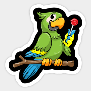 Parrot with yellow Beak and Lollipop Sticker